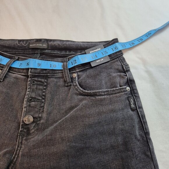 Silver Jeans Women's Size 30X29 Black Denim Boyfriend Comfort Distressed (62) - Picture 3 of 12